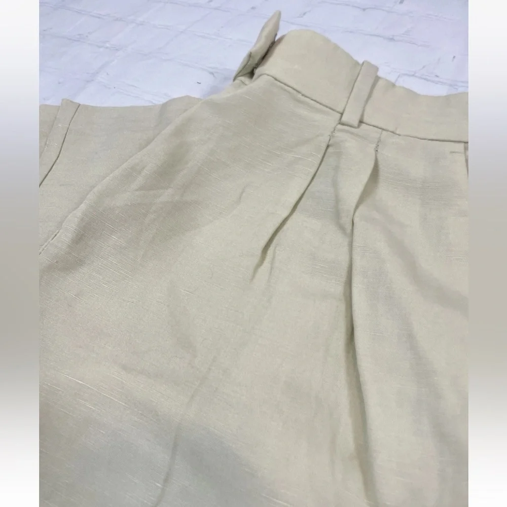 H&M Women’s Pale Green Linen Blend‎ Ankle Length Pleated Dress Pants Size 10 NEW